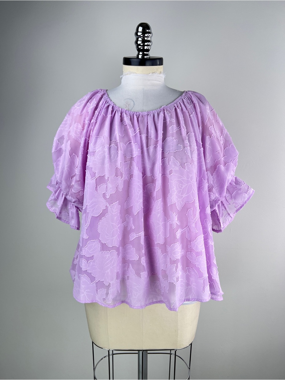 💚 3852. Lilac Floral Peasant Blouse
